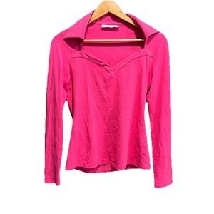 Anne Fontaine Pink Evelia Collared Long Sleeve Women's T-Shirt Size 40